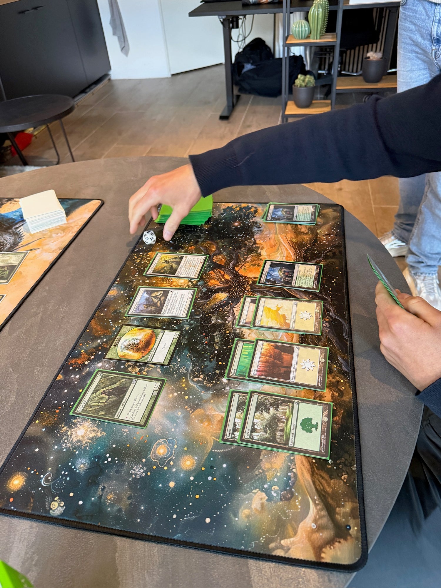 Custom TCG playmat featuring stitched edging for competitive play