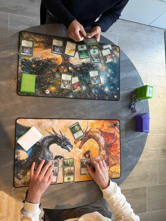 Premium Magic playmat with stitched edges for MTG gameplay – vibrant and durable design by Glowing Gorilla